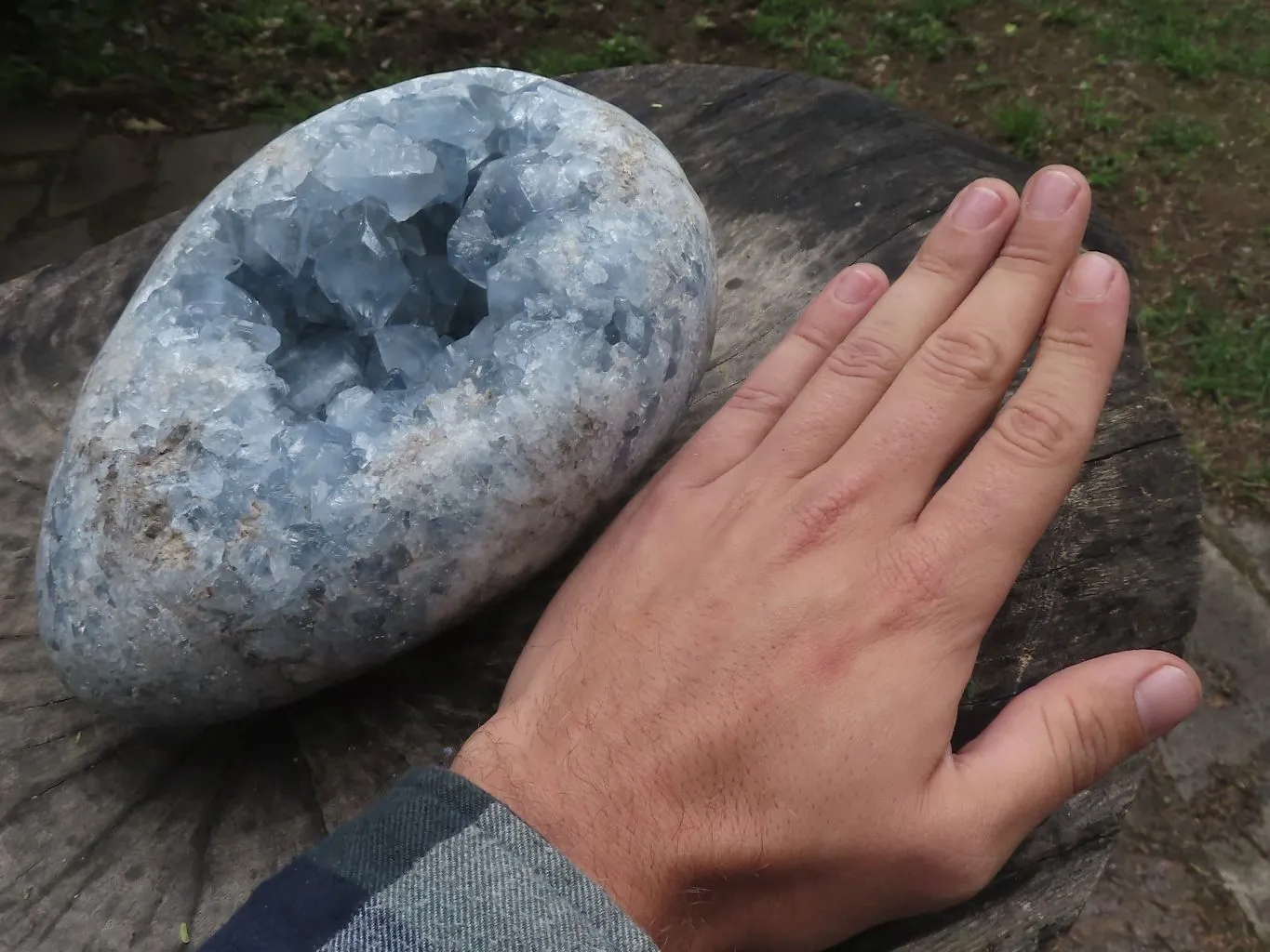 Polished Extra Large Blue Celestite Egg Geode  x 1 From Sakoany, Madagascar