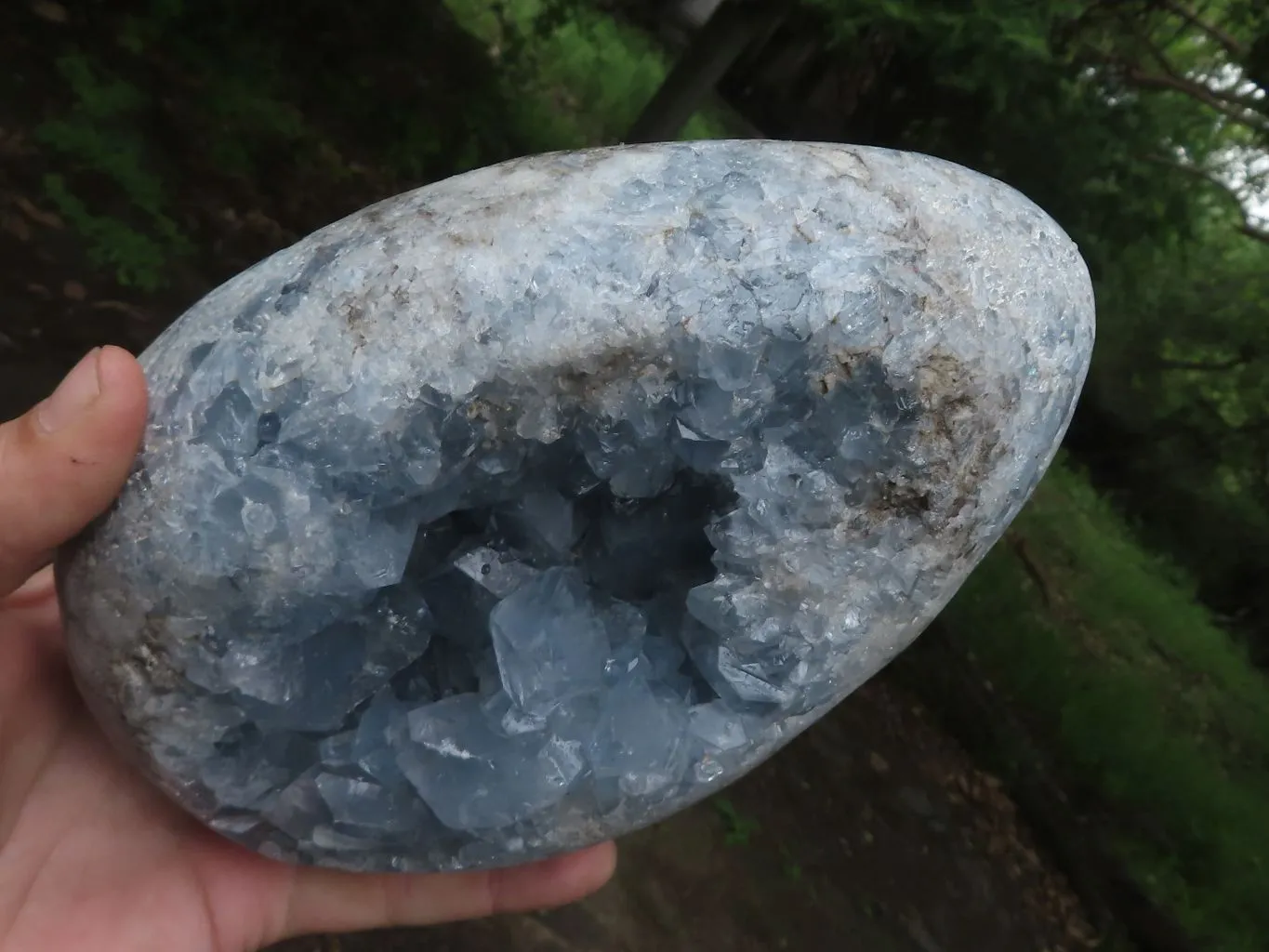 Polished Extra Large Blue Celestite Egg Geode  x 1 From Sakoany, Madagascar