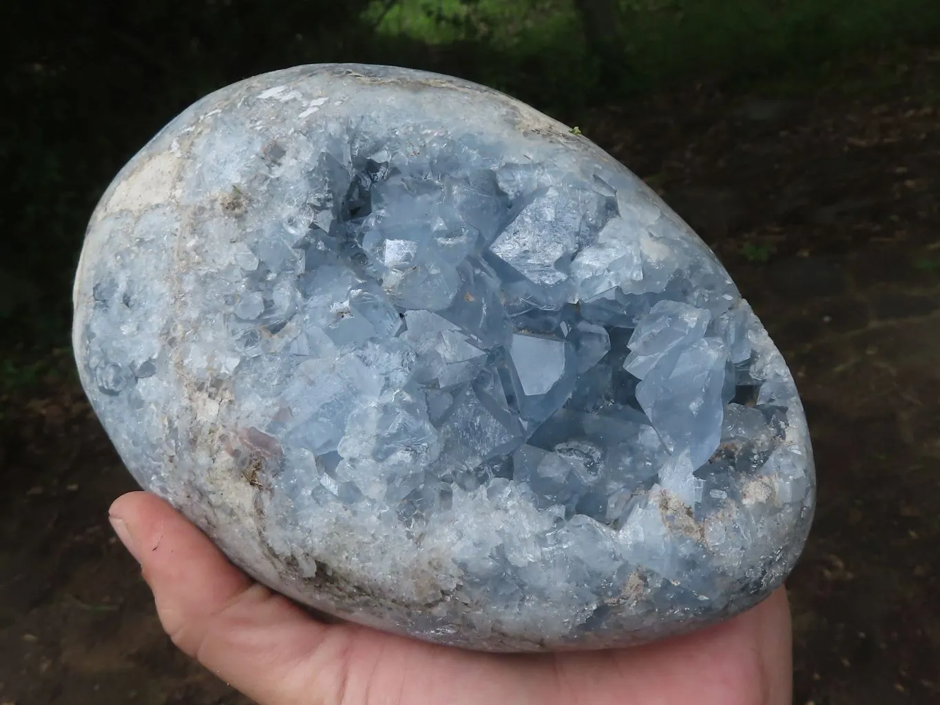 Polished Extra Large Blue Celestite Egg Geode  x 1 From Sakoany, Madagascar