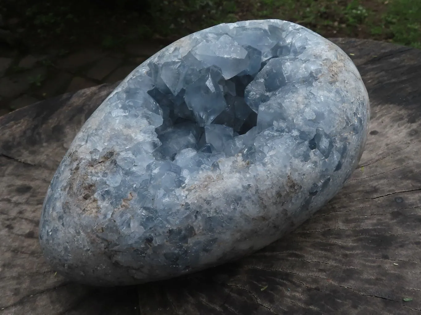 Polished Extra Large Blue Celestite Egg Geode  x 1 From Sakoany, Madagascar