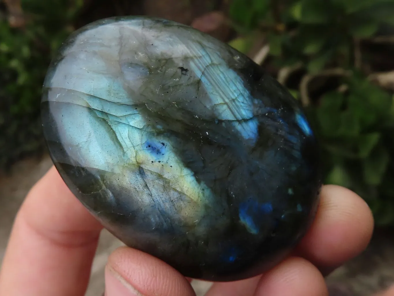 Polished Flashy Labradorite Palm Stones  x 13 From Tulear, Madagascar