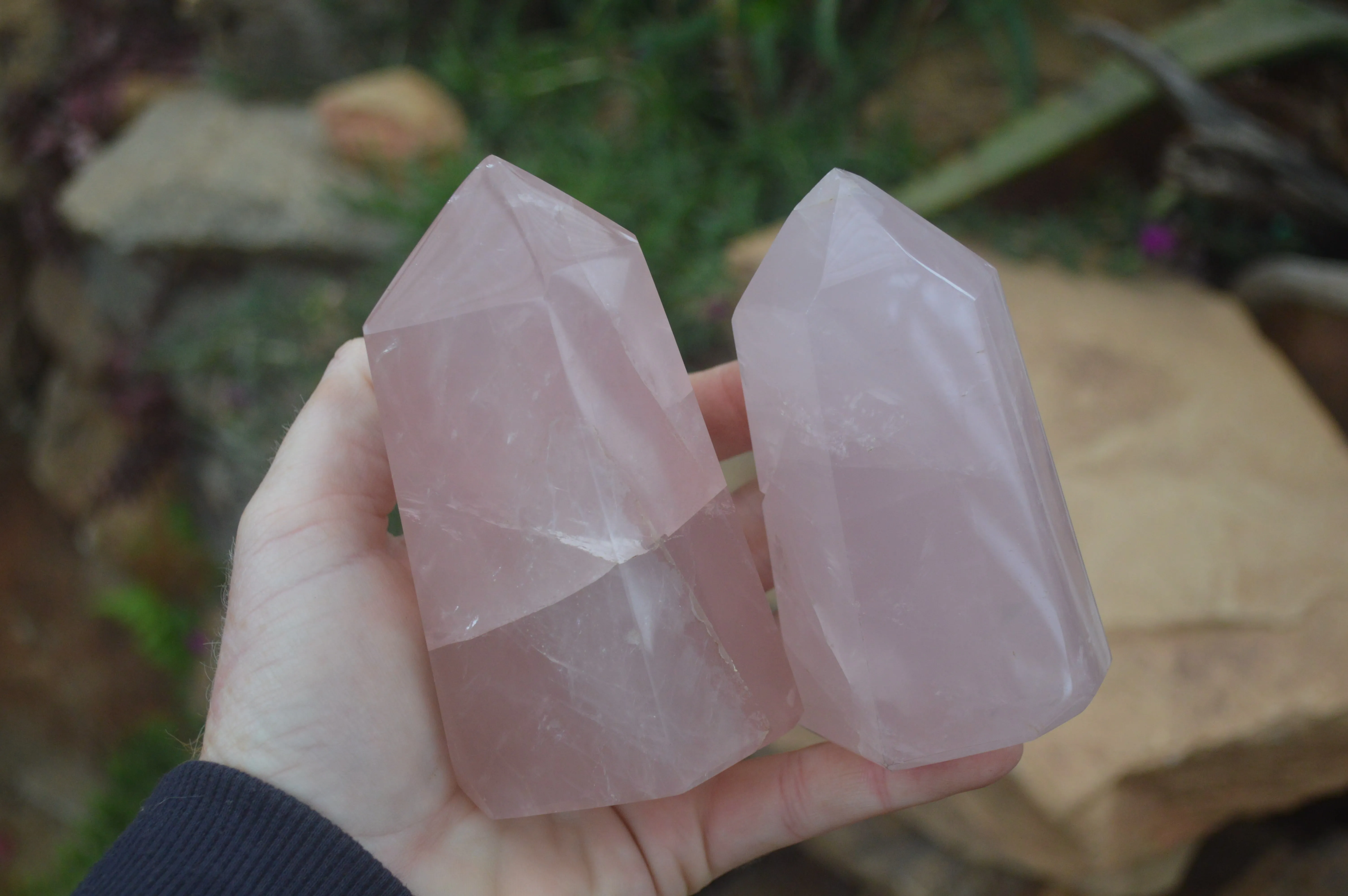 Polished Gemmy Rose Quartz Points x 4 From Madagascar