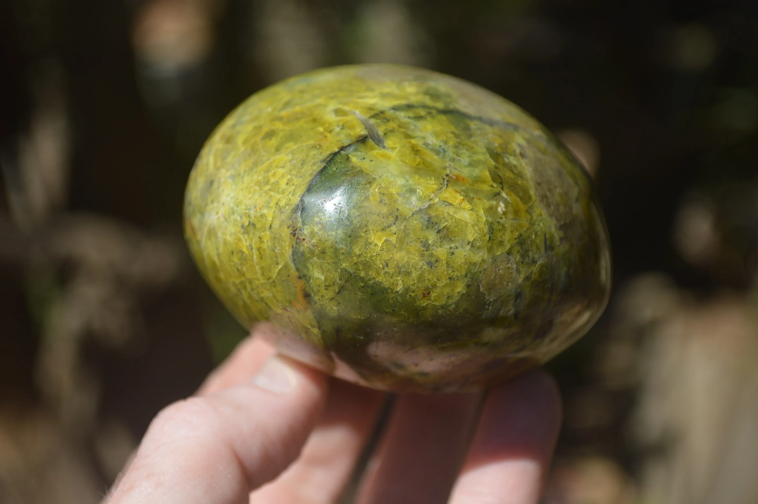 Polished Green Opal Standing Free Forms x 3 From Antsirabe, Madagascar