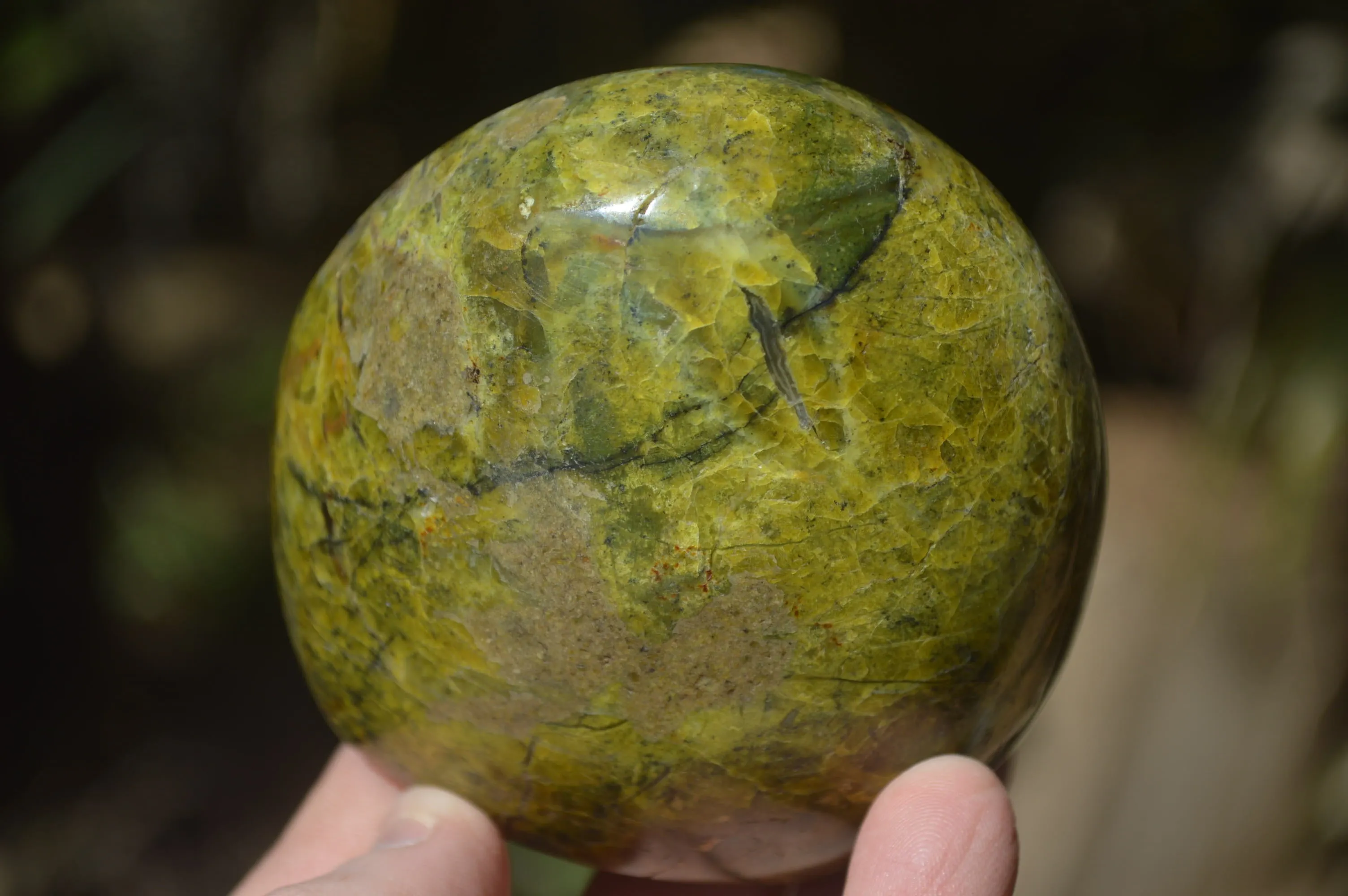 Polished Green Opal Standing Free Forms x 3 From Antsirabe, Madagascar