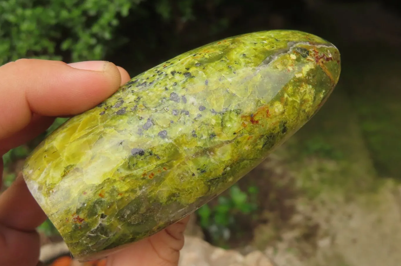 Polished Green Opal Standing Free Forms x 4 From Antsirabe, Madagascar