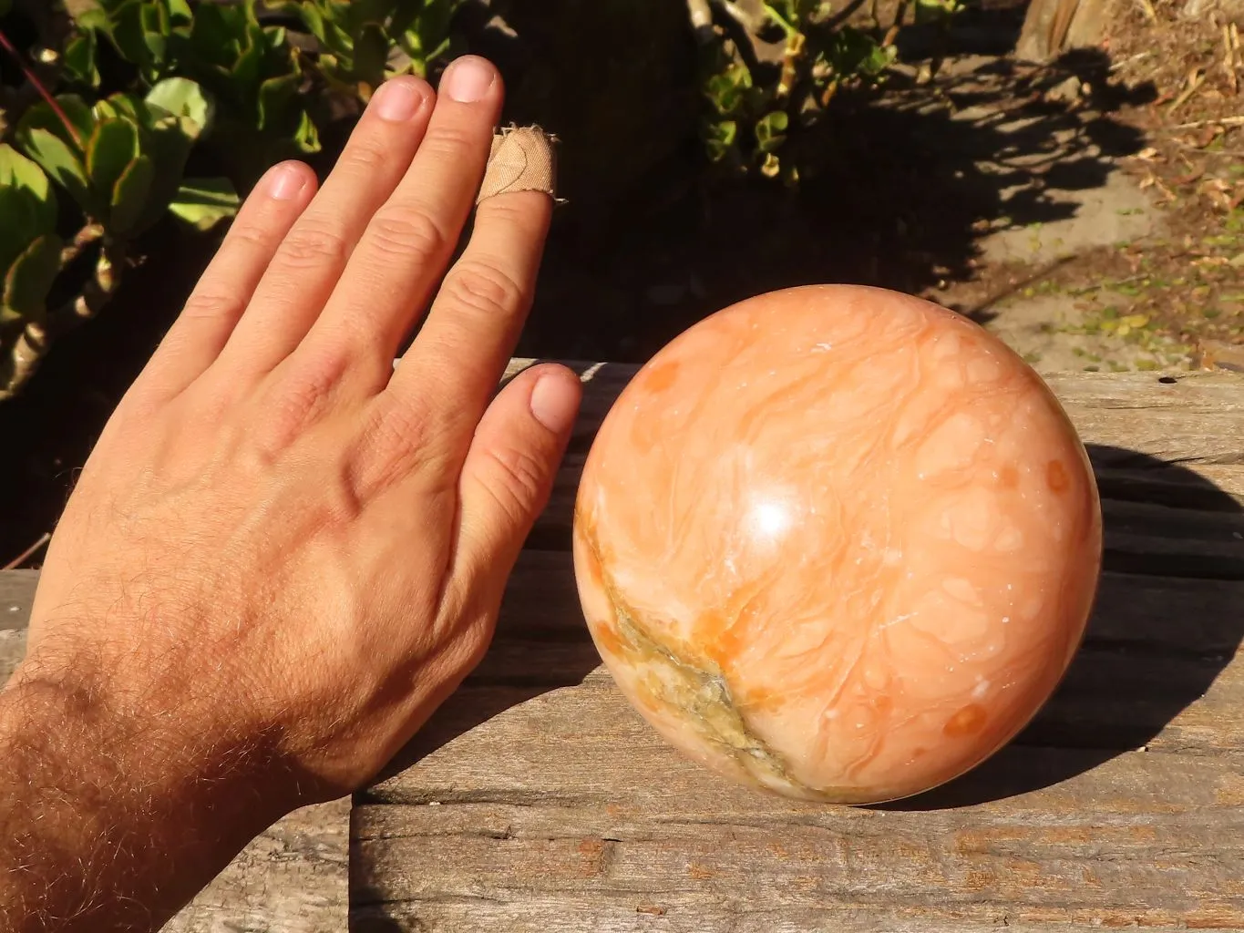 Polished Large Orange Twist Calcite Sphere  x 1 From Maevantanana, Madagascar