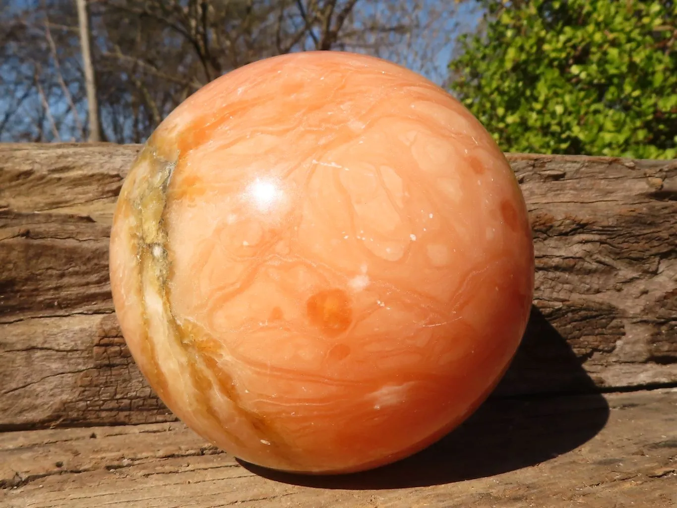 Polished Large Orange Twist Calcite Sphere  x 1 From Maevantanana, Madagascar