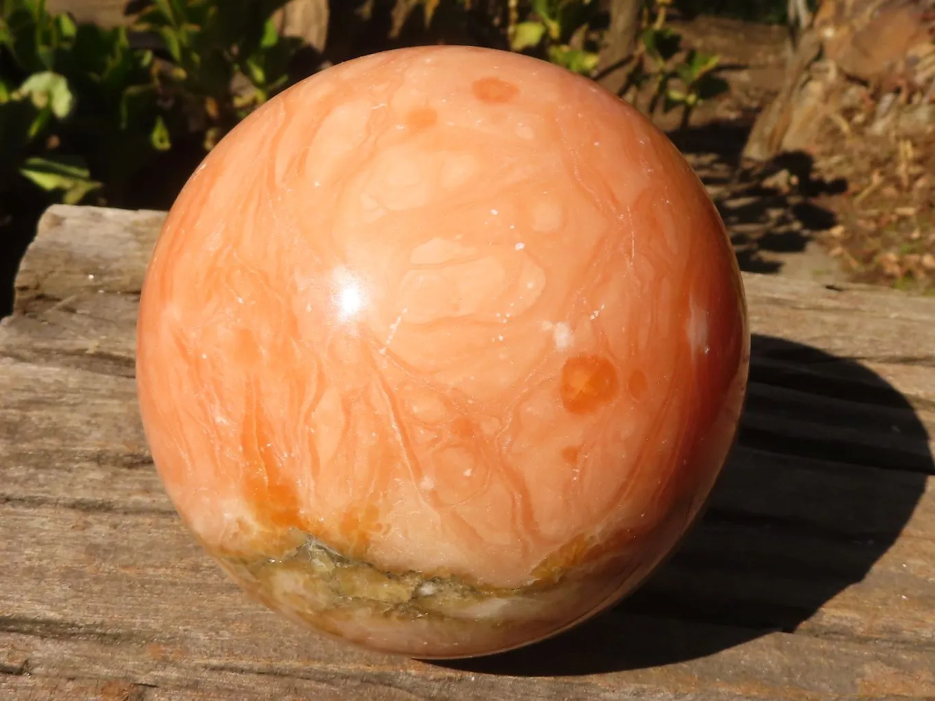 Polished Large Orange Twist Calcite Sphere  x 1 From Maevantanana, Madagascar