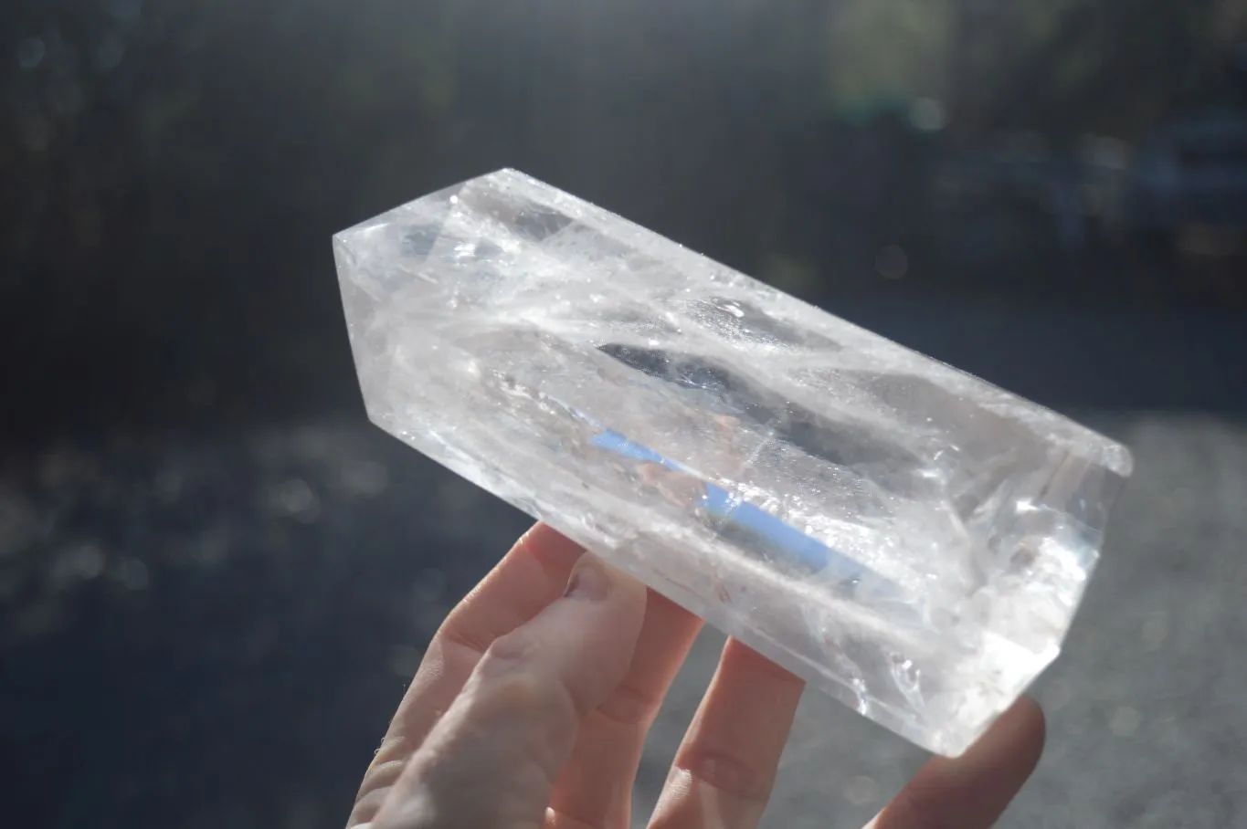 Polished Large Rainbow Veiled Clear Quartz Points x 2 From Madagascar