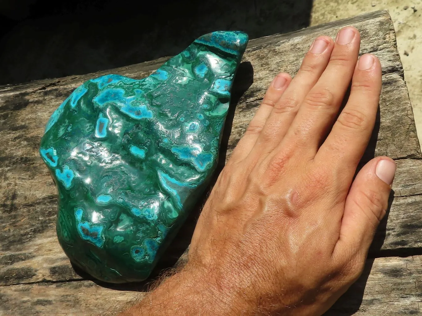 Polished Malacholla (Malachite & Chrysocolla) Free Form  x 1 From Kulukuluku, Congo