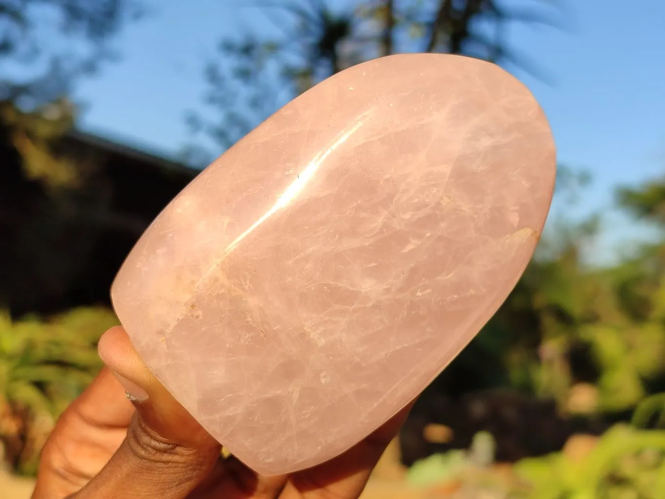 Polished Mixed Rose Quartz Items x 3 From Madagascar