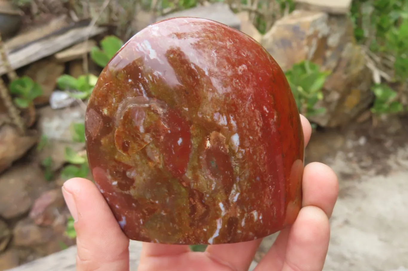 Polished Ocean Jasper Standing Free Forms x 2 From Madagascar