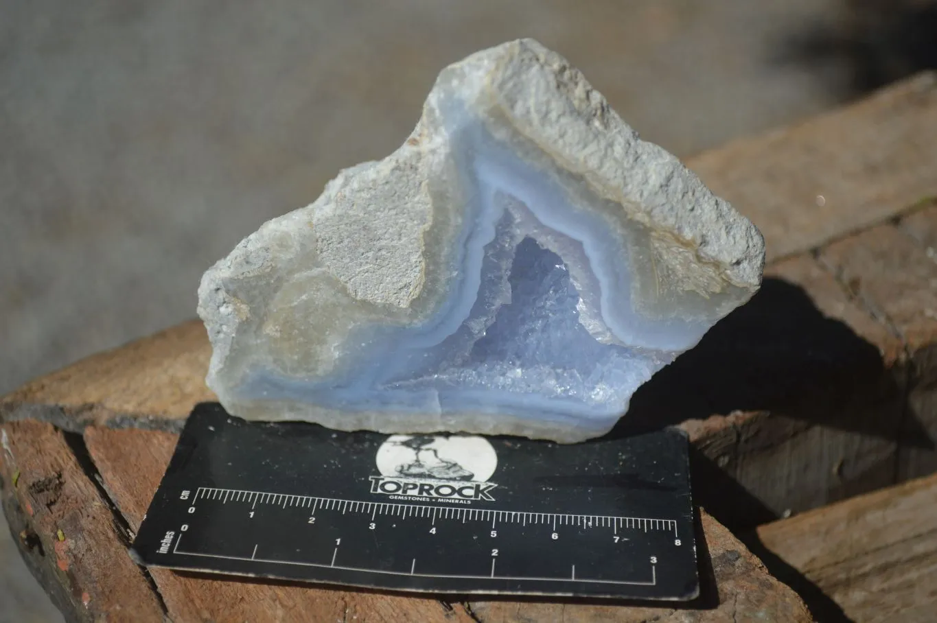 Polished One Side Blue Lace Agate Geode Specimens x 6 From Nsanje, Malawi