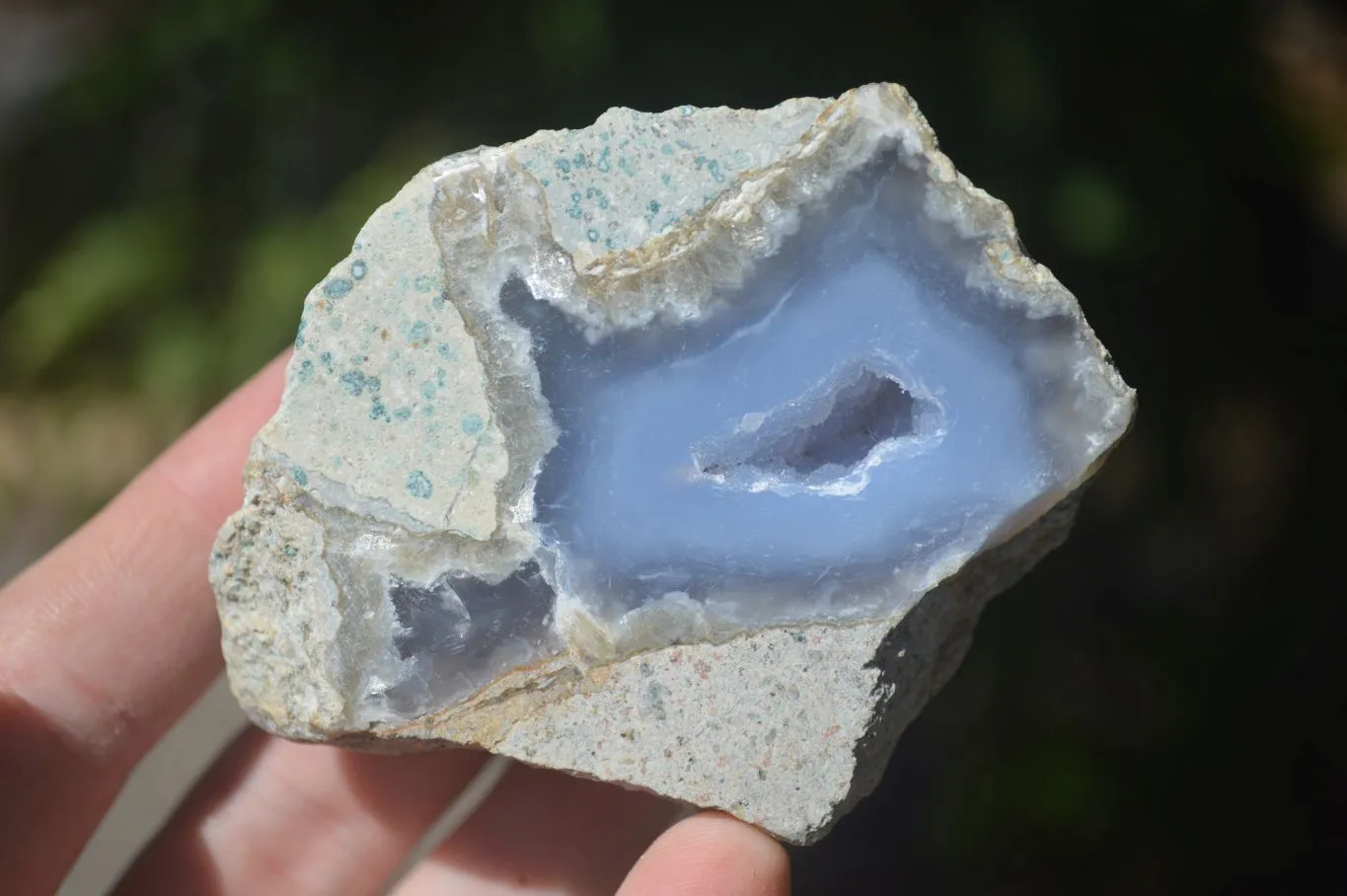 Polished One Side Blue Lace Agate Geode Specimens x 6 From Nsanje, Malawi