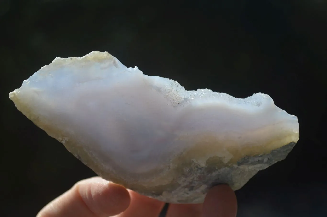 Polished One Side Blue Lace Agate Geode Specimens x 6 From Nsanje, Malawi