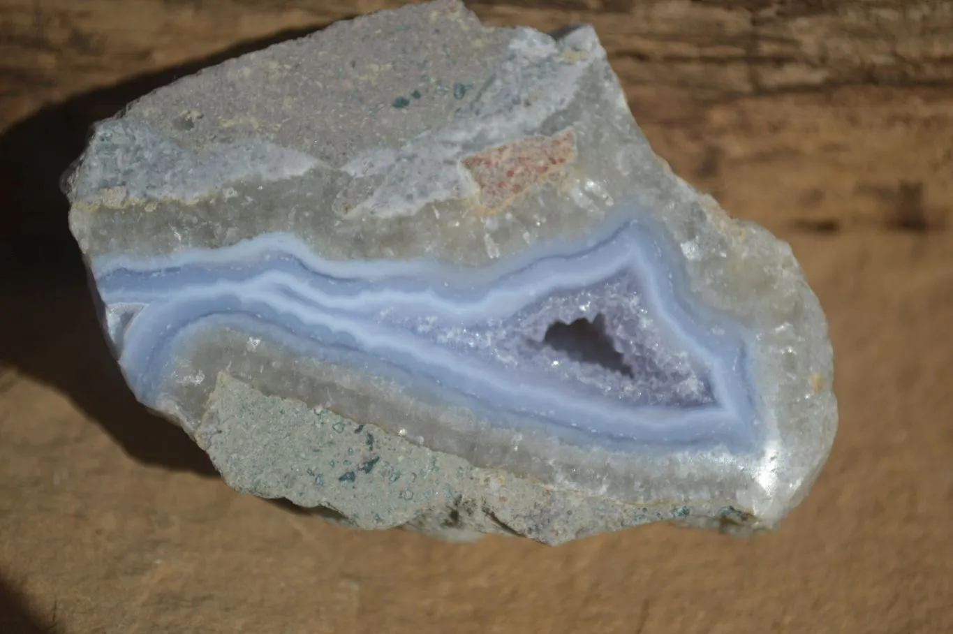 Polished One Side Blue Lace Agate Geode Specimens x 6 From Nsanje, Malawi