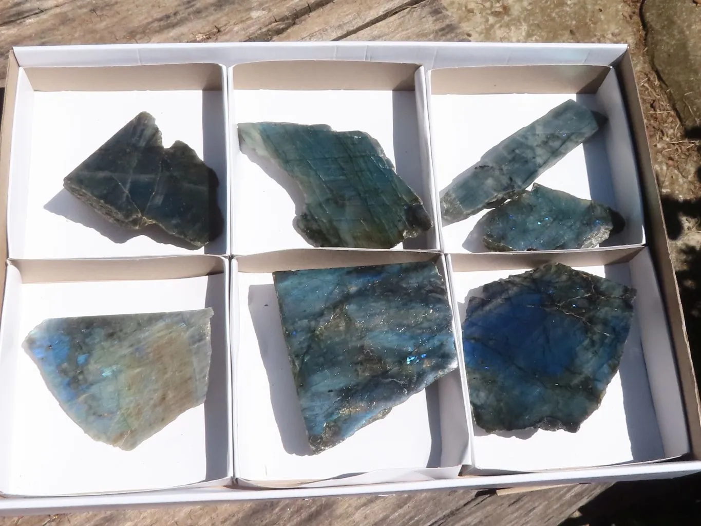 Polished One Side Polished Labradorite Slabs  x 6 From Madagascar