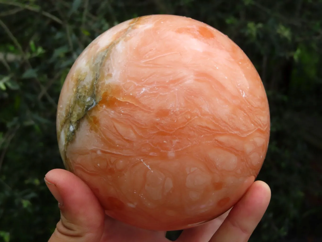 Polished Orange Calcite Sphere x 1 From Maevantanana, Madagascar