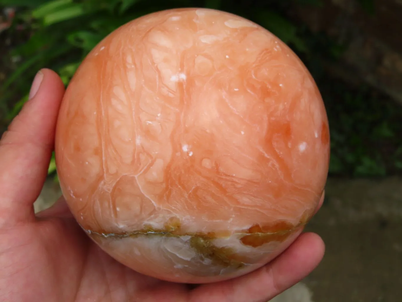 Polished Orange Calcite Sphere x 1 From Maevantanana, Madagascar