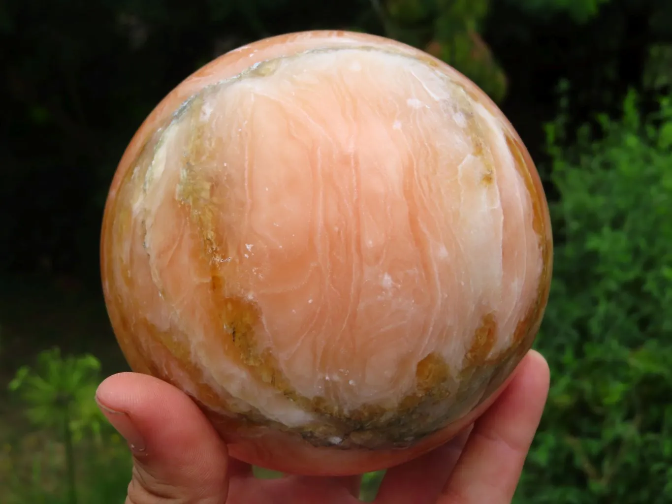 Polished Orange Calcite Sphere x 1 From Maevantanana, Madagascar