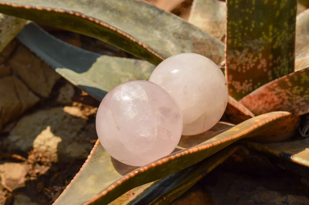 Polished Pink Rose Quartz Spheres x 6 From Ambatondrazaka, Madagascar