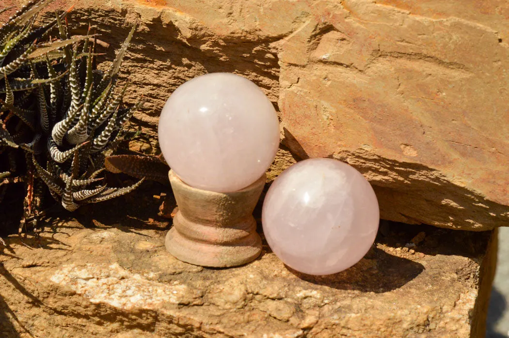 Polished Pink Rose Quartz Spheres x 6 From Ambatondrazaka, Madagascar