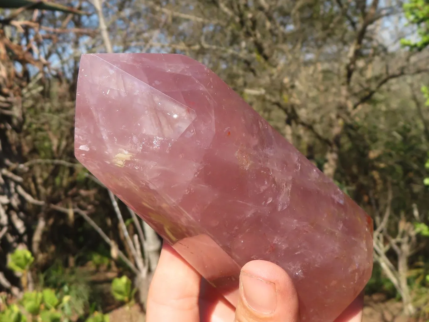 Polished Pink Rose Quartz Standing Free Forms x 2 From Antsirabe, Madagascar