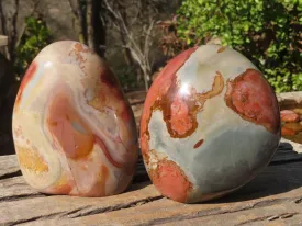 Polished Polychrome Jasper Standing Free Forms  x 2 From Mahajanga, Madagascar