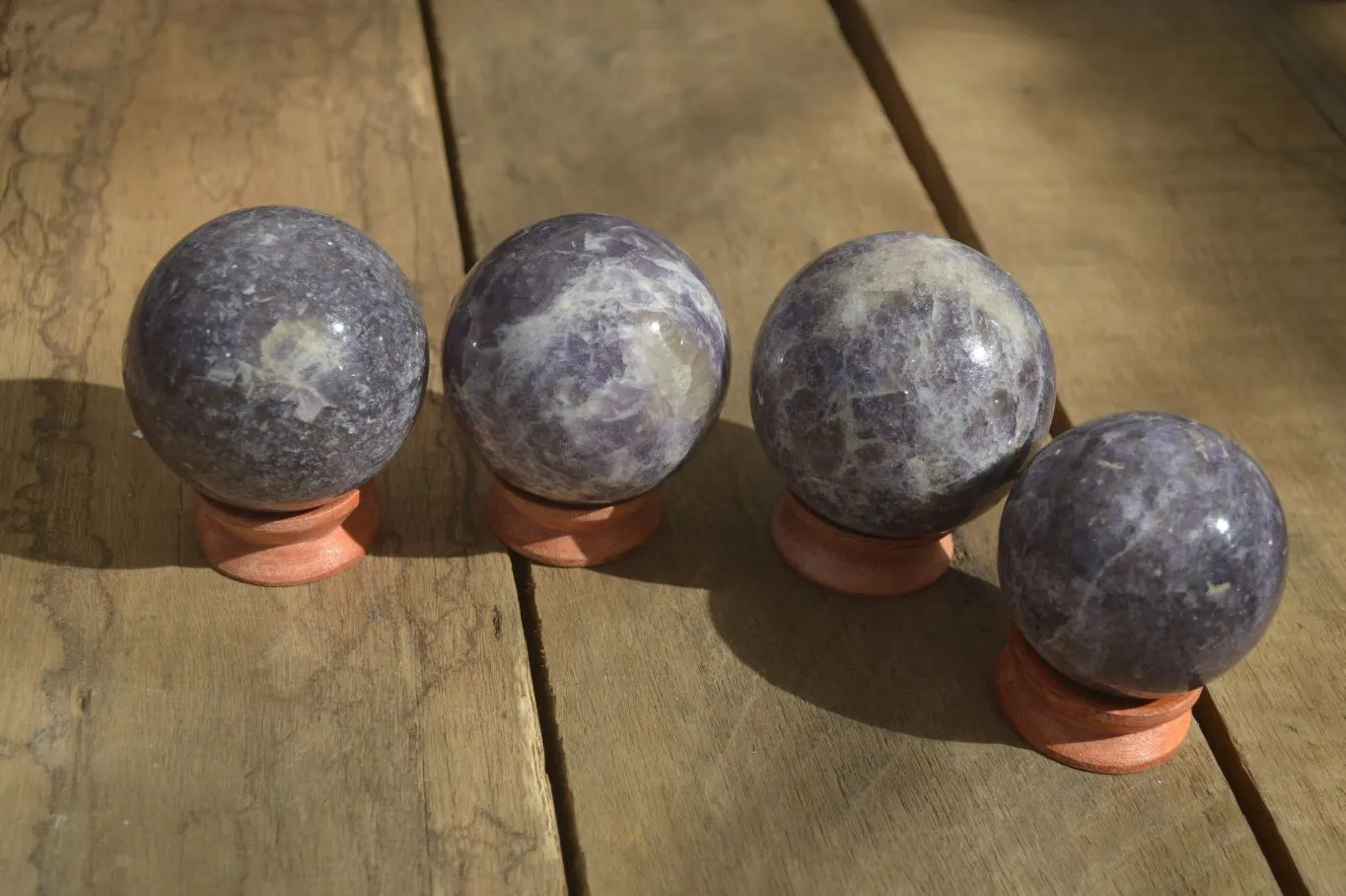 Polished Purple Lepidolite & Rubellite Spheres  x 8 From Madagascar