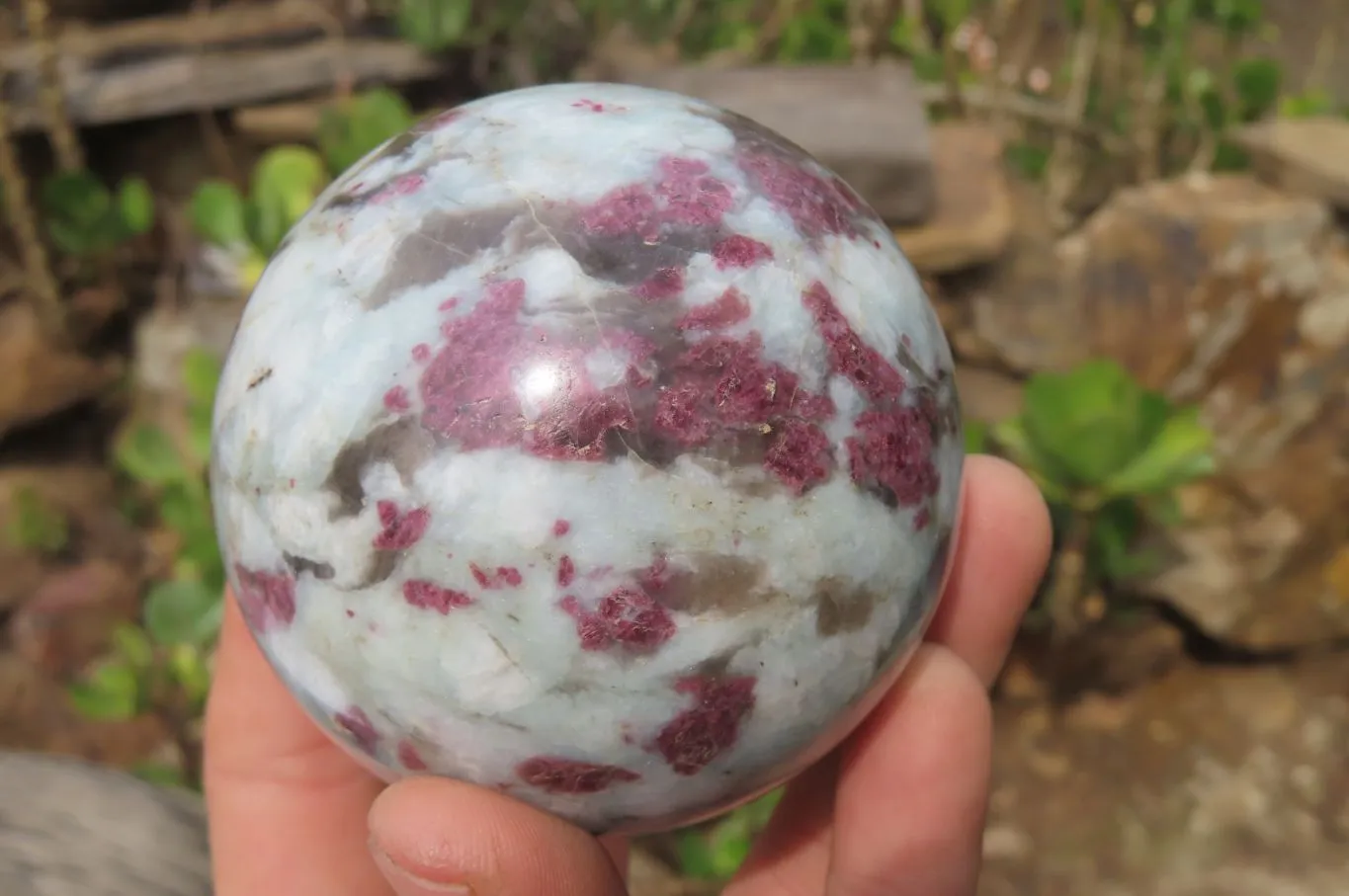 Polished Rubellite Pink Tourmaline Spheres x 3 From Madagascar