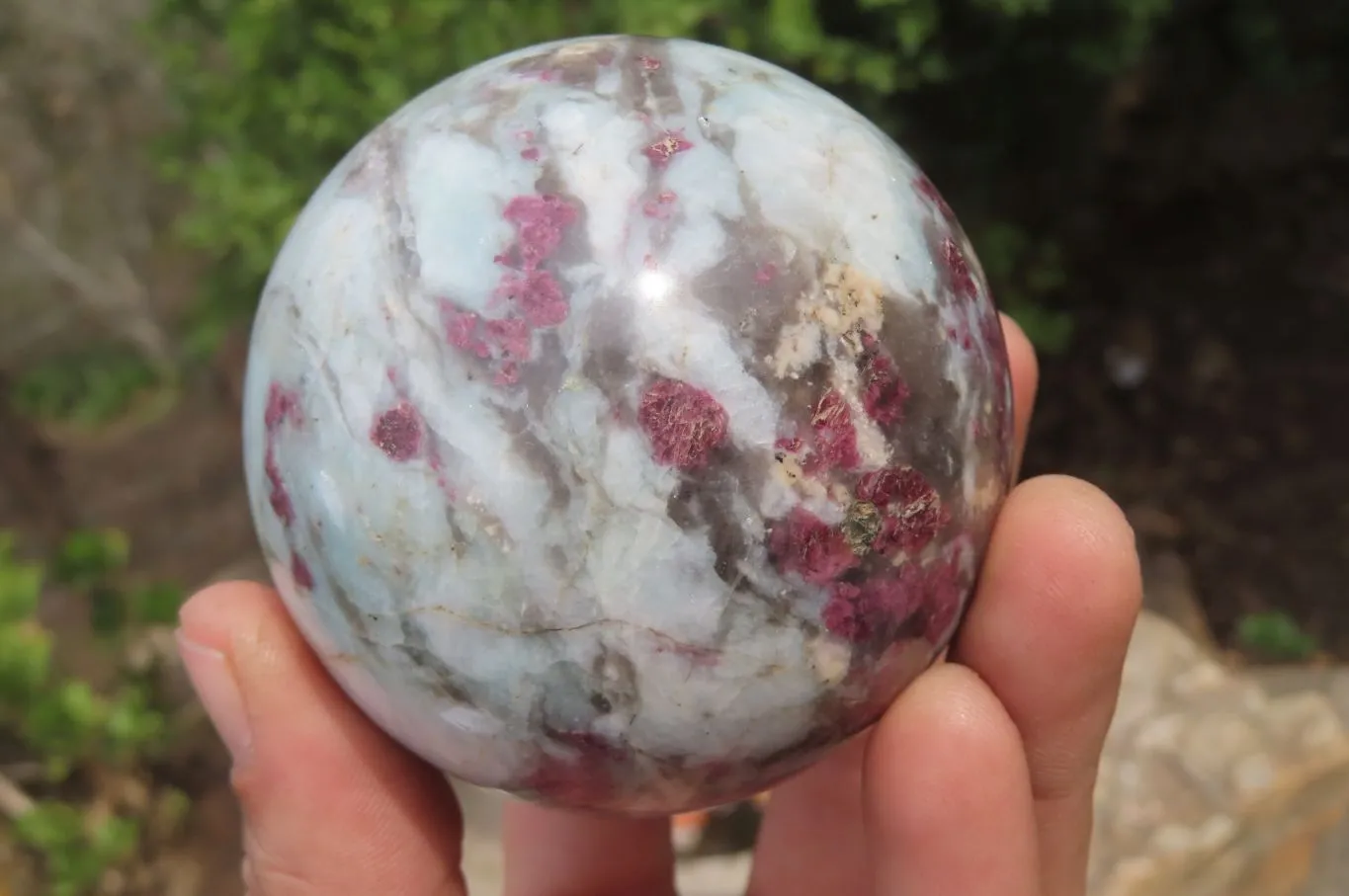 Polished Rubellite Pink Tourmaline Spheres x 3 From Madagascar