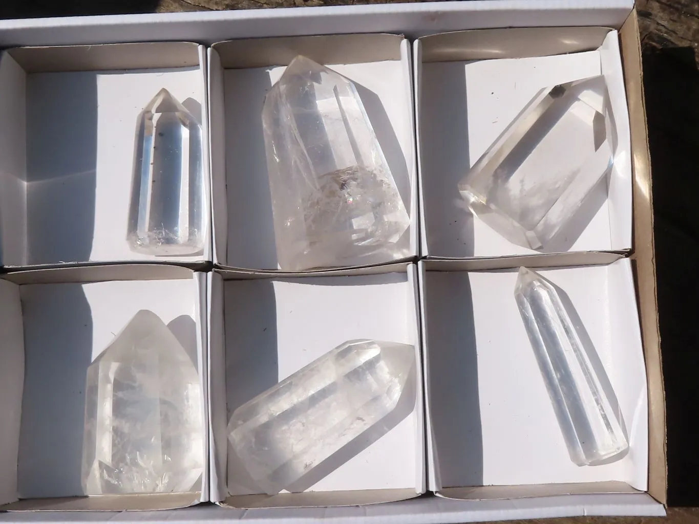 Polished Semi Optic Clear Quartz Points x 6 From Madagascar