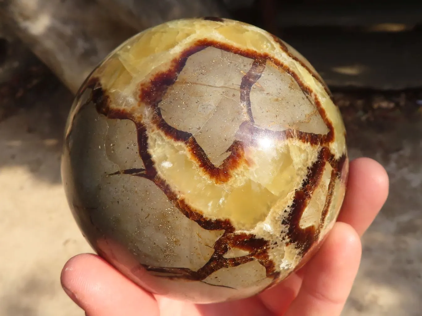 Polished Septerye (Calcite & Aragonite) Spheres x 2 From Mahajanga, Madagascar