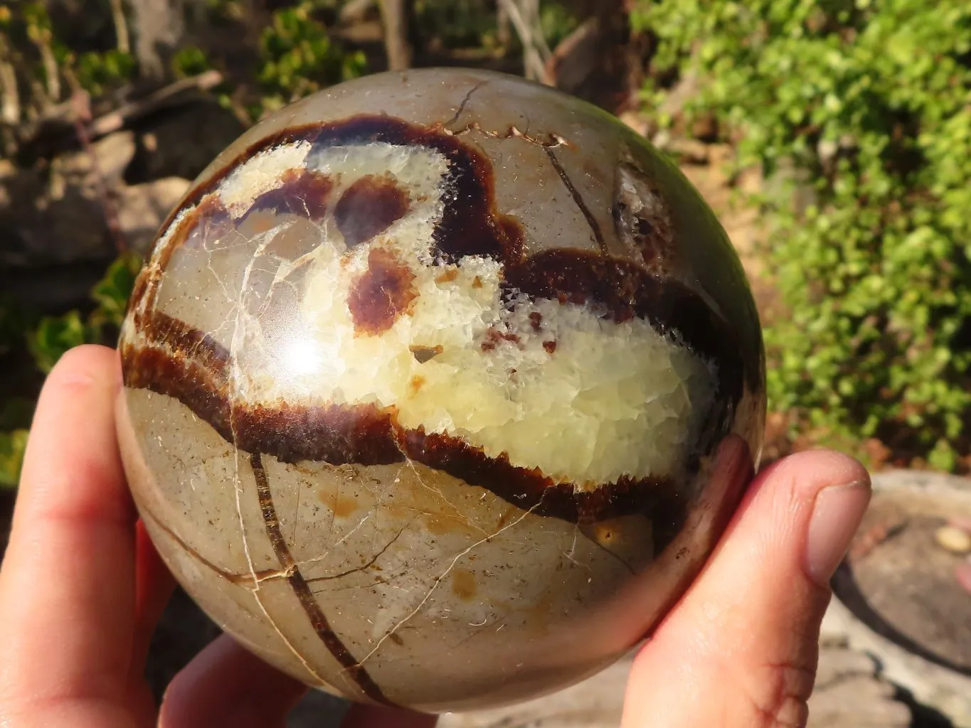 Polished Septerye (Calcite & Aragonite) Spheres x 2 From Mahajanga, Madagascar