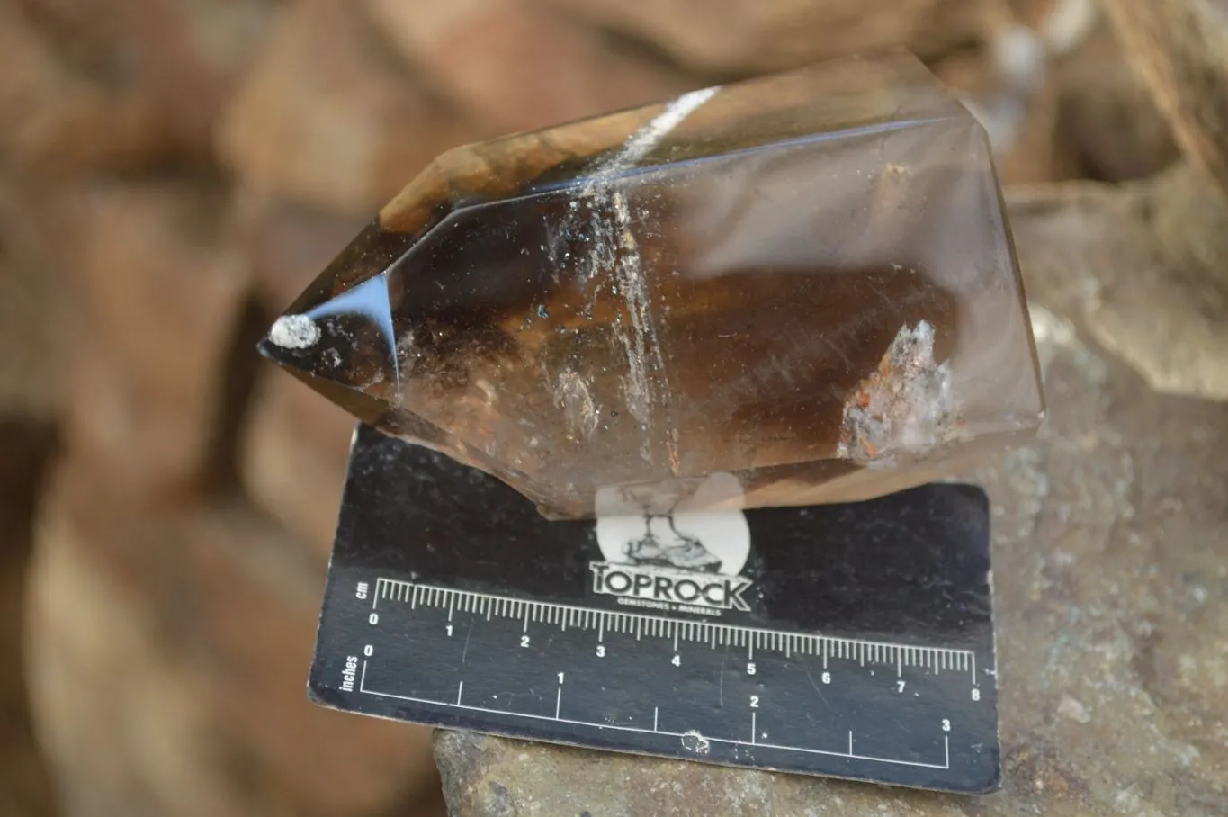 Polished Smokey Banded Window Quartz Crystals x 2 From Ankazobe, Madagascar