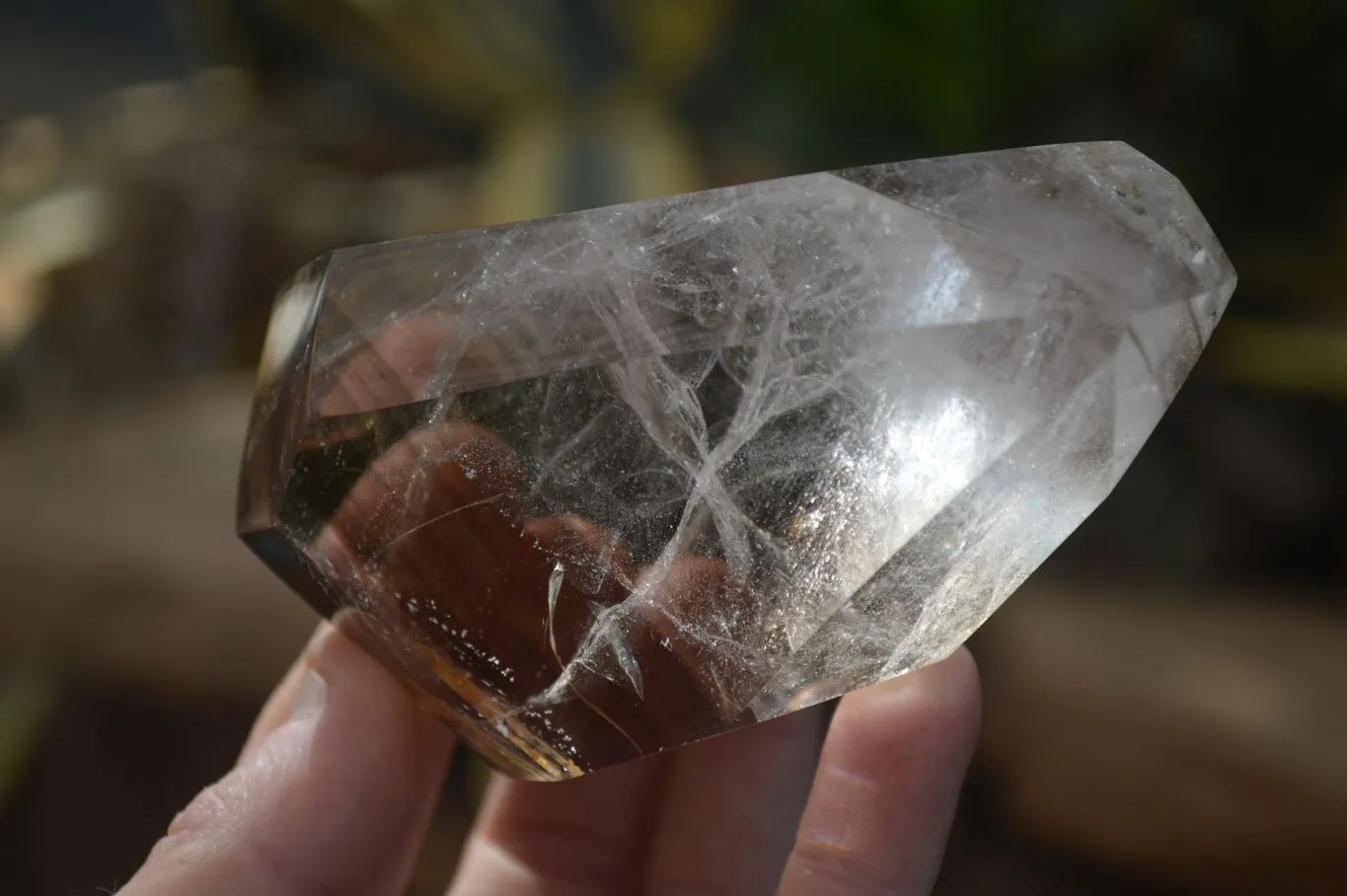 Polished Smokey Banded Window Quartz Crystals x 2 From Ankazobe, Madagascar