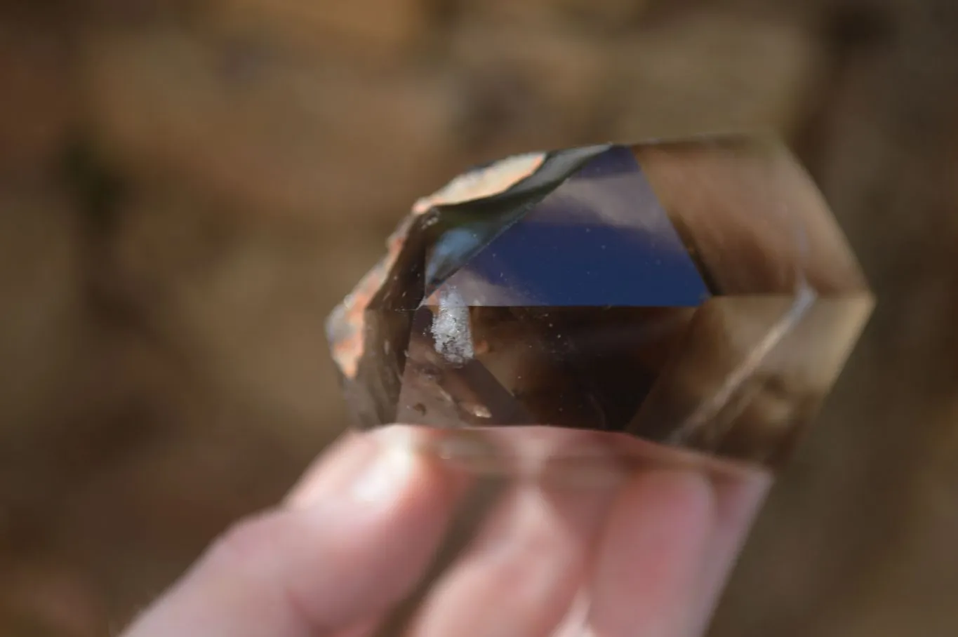 Polished Smokey Banded Window Quartz Crystals x 2 From Ankazobe, Madagascar