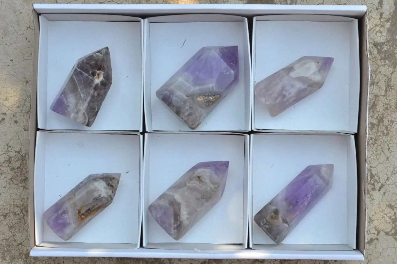 Polished Smokey Dream Amethyst Points x 6 From Madagascar