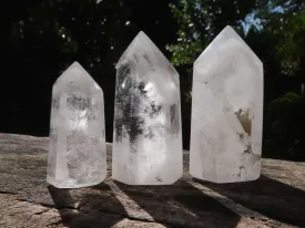 Polished White Phantom Quartz Points x 20 From Madagascar