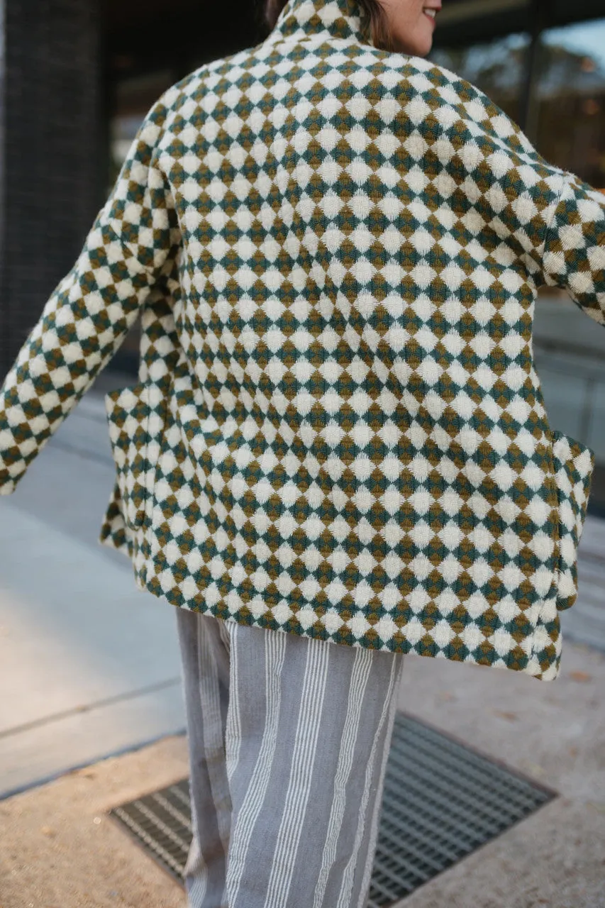 Portuguese Wool Pieper in Sage and Mustard Check