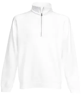 Premium 70/30 zip-neck sweatshirt | White