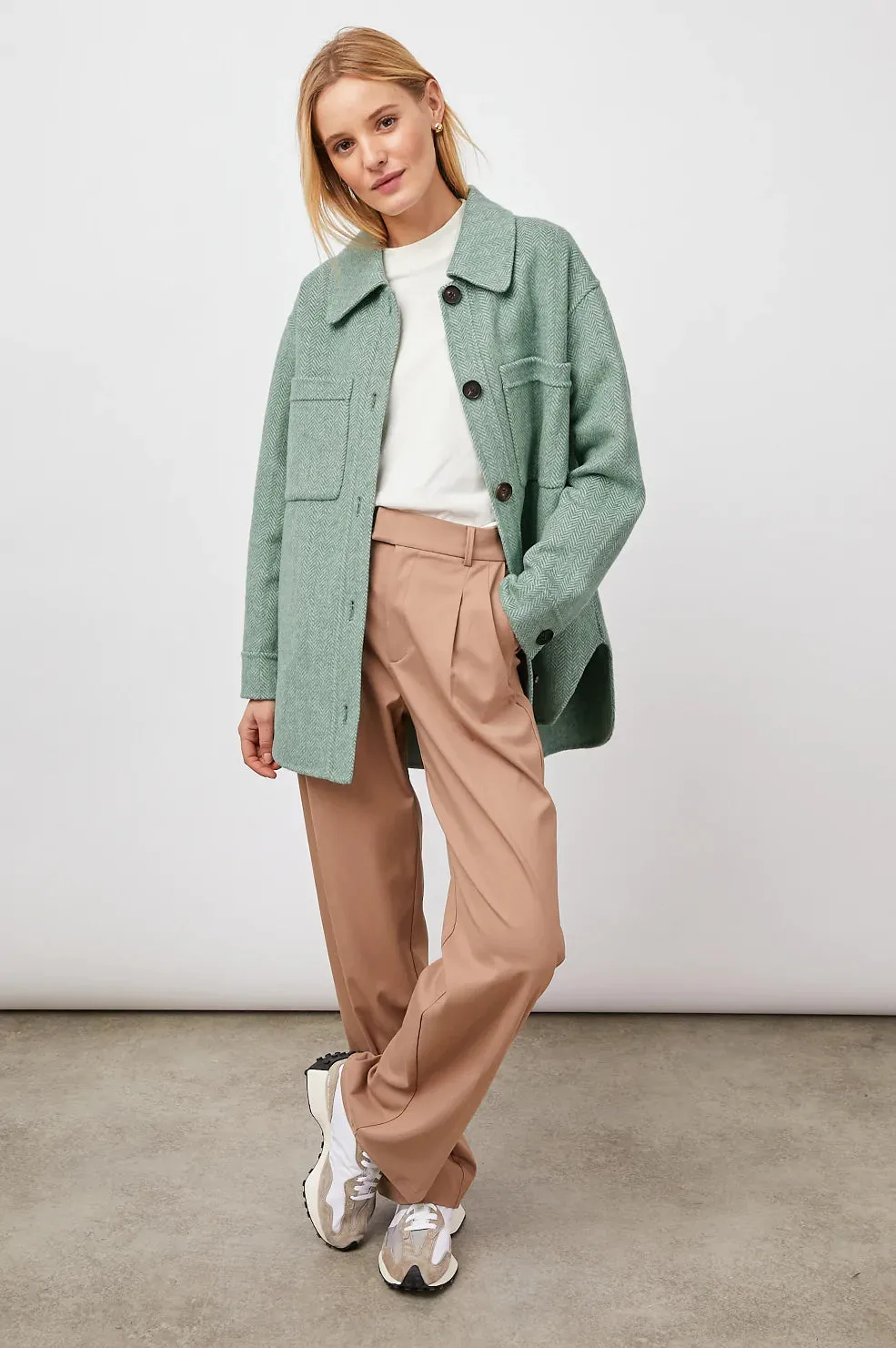 Rails Connie Shirt Jacket- Kelly Herringbone