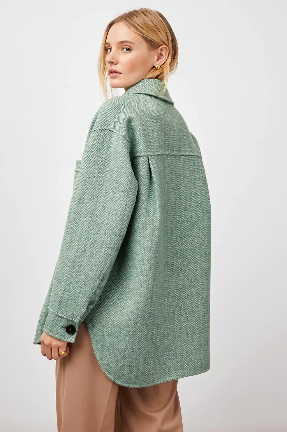 Rails Connie Shirt Jacket- Kelly Herringbone