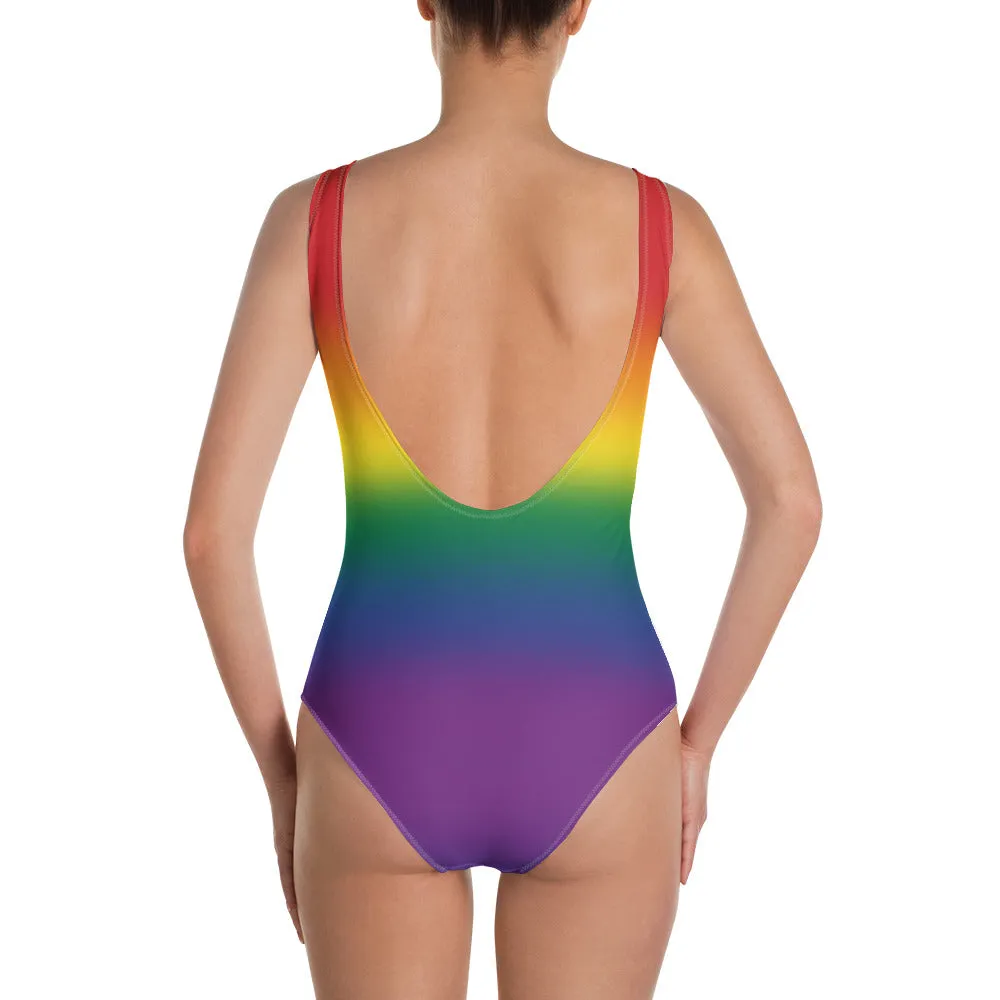 Rainbow Ombre Pride Open-back Swimsuit