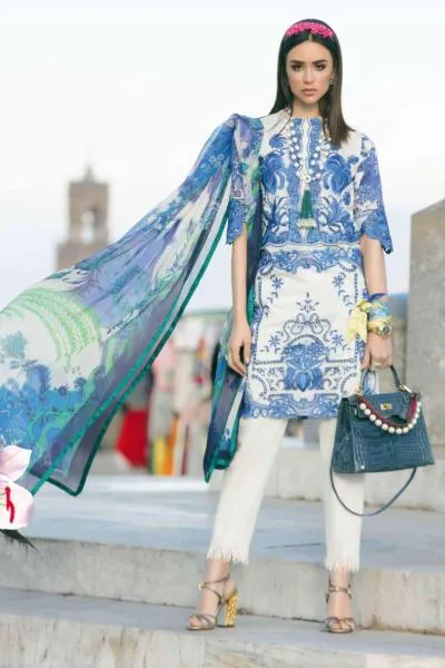 Sana Safinaz Luxury Lawn Collection 2019 – 1B - Limone