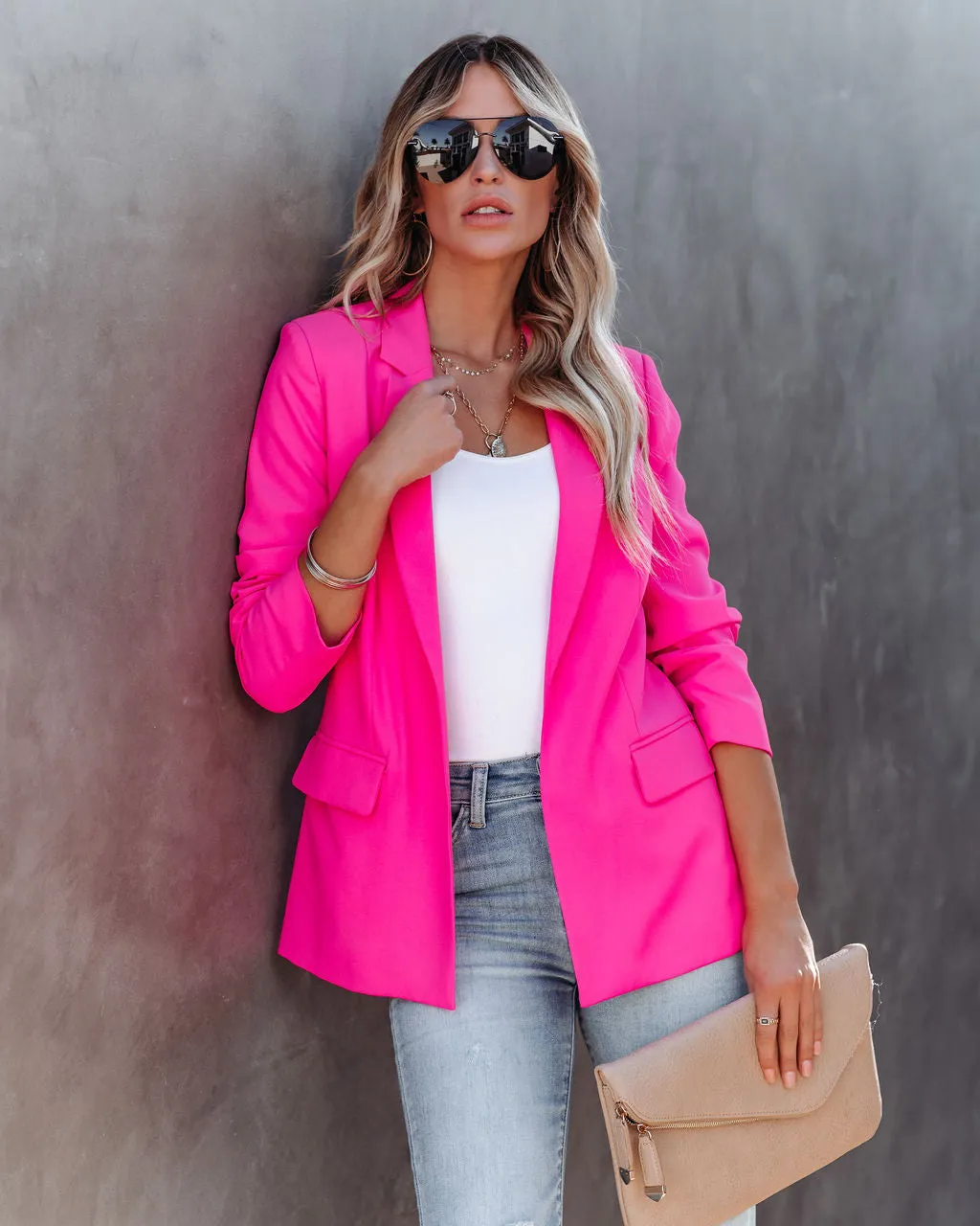 TastyHottie - Boss Up Pocketed Blazer - Ultra Pink