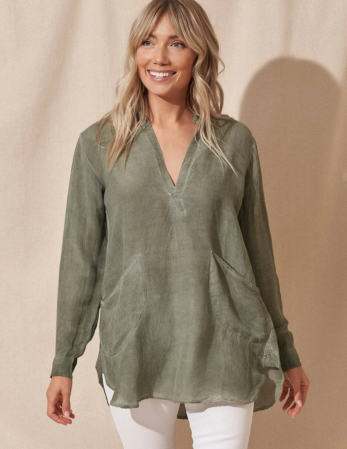 Tessa Linen Tunic - Sage - As-Is-Clearance - M and XL Only