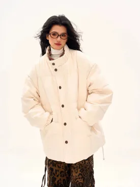 Textured Longline High Collar Oversized Puffer Jacket