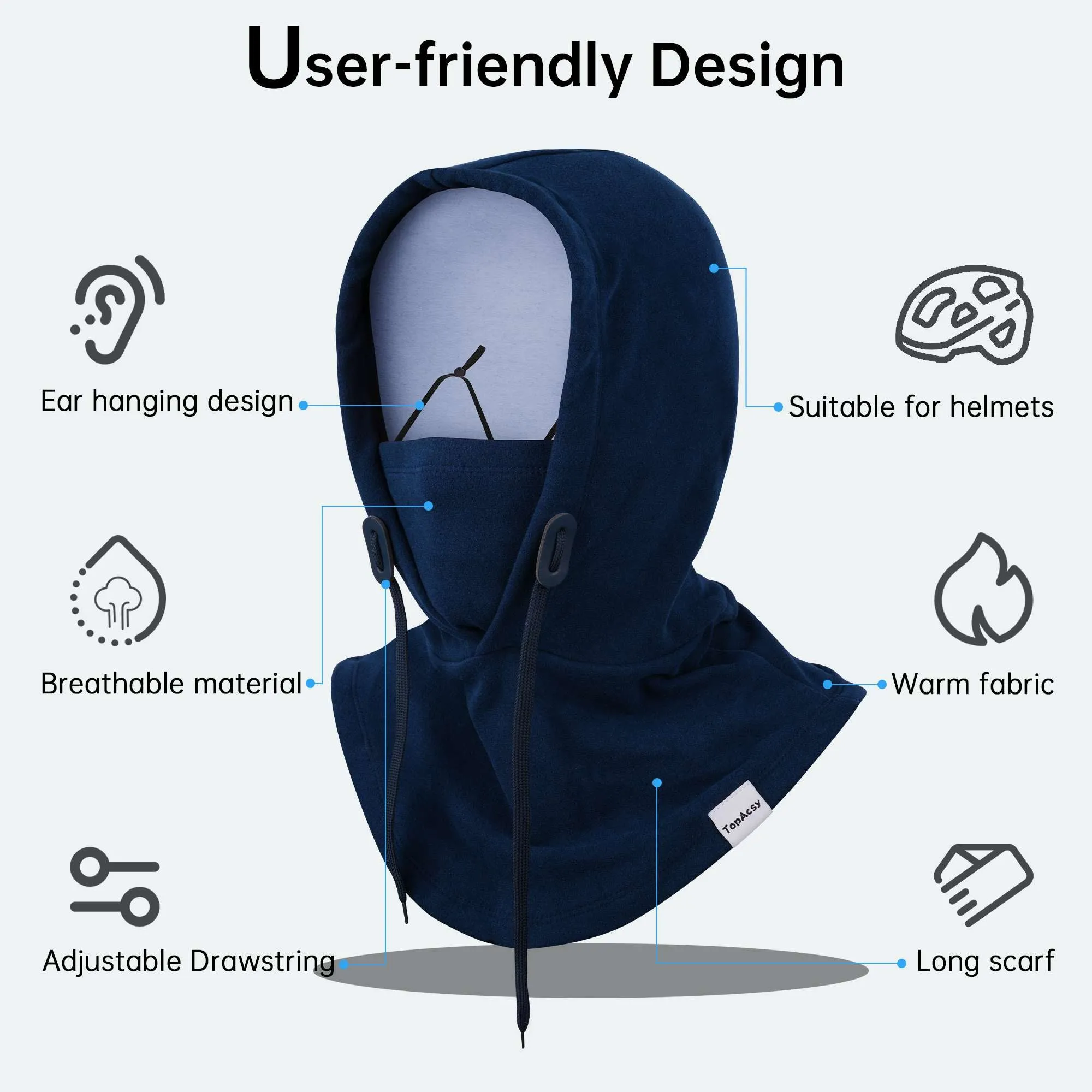 TopAcsy Ski Balaclava - Warm, Windproof Fleece Face Mask & Neck Warmer for Men & Women