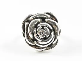 Unique Rose Petal Shape & Design Polished Style Silver Ring